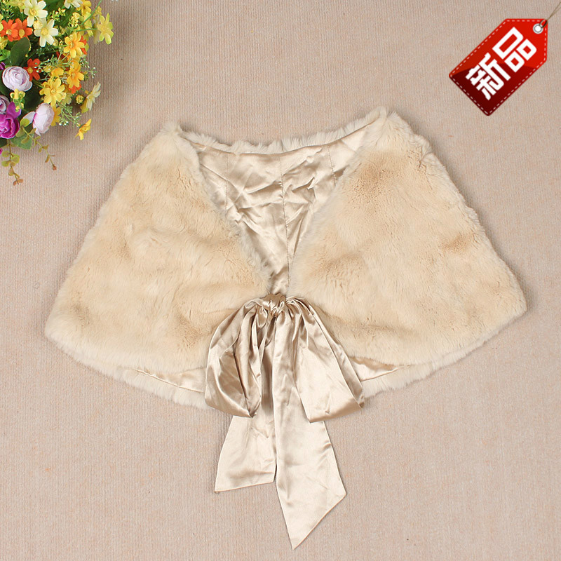 2012 autumn and winter female fur cape cocoa rabbit fur coat