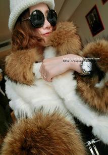 2012 autumn and winter female high quality rabbit fur raccoon fur patchwork with a hood outerwear