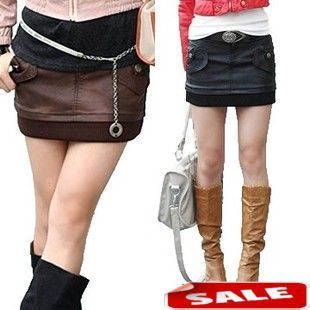 2012 autumn and winter female leather skirt slim hip female short skirt leather bust skirt