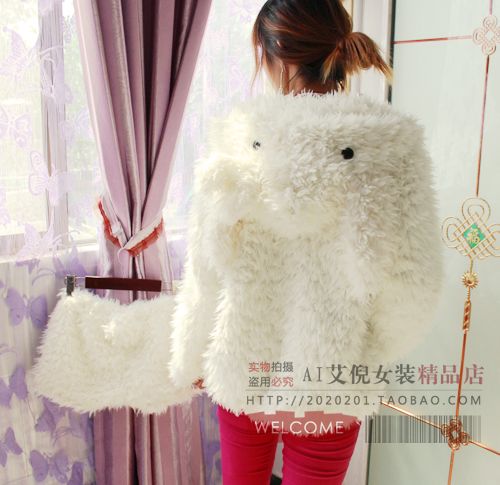 2012 autumn and winter female outerwear berber fleece plush overcoat shorts set casual rabbit