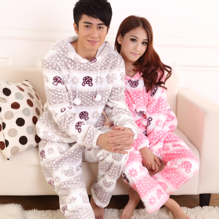 2012 autumn and winter flannel lovers coral fleece thickening lounge sleepwear wool Free Shipping