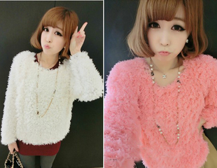 2012 autumn and winter fur coat female pink peach powder soft top