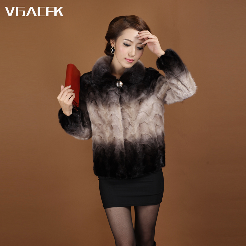 2012 autumn and winter fur coat mink fight mink fur collar female overcoat