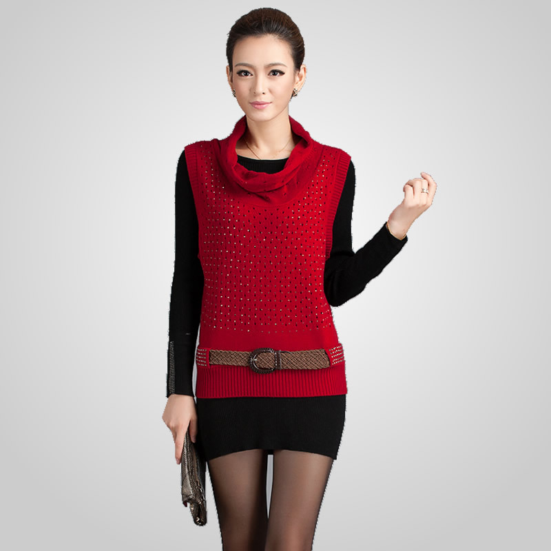 2012 autumn and winter heap turtleneck sleeveless sweater women's