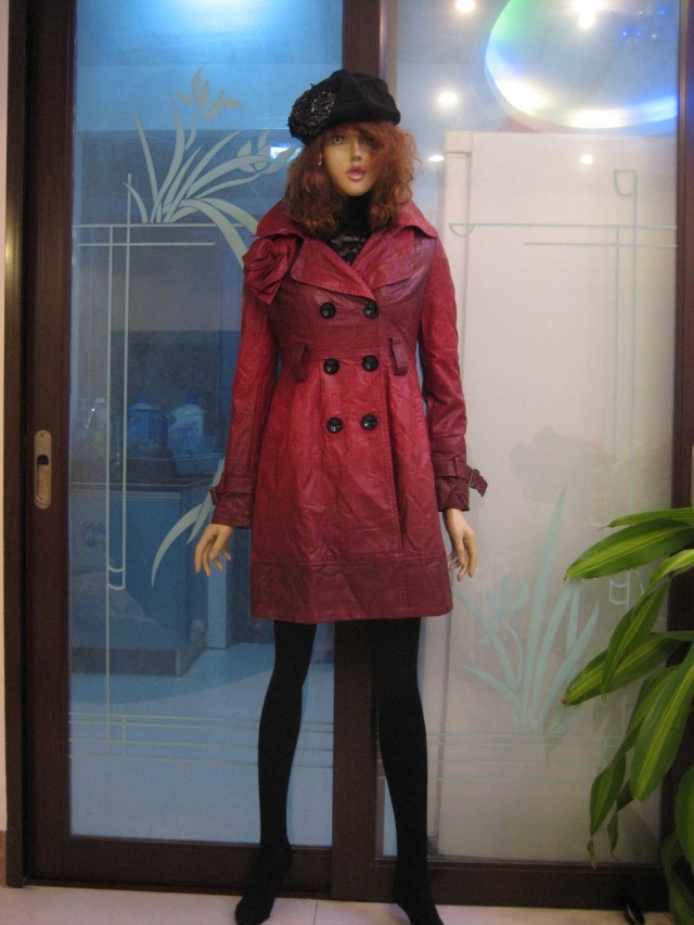 2012 autumn and winter high quality slim medium-long thickening leather clothing cotton clothes female PU