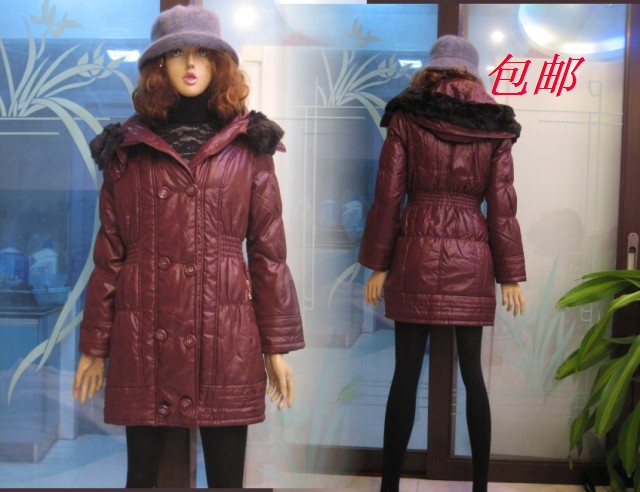 2012 autumn and winter high quality slim plus size belt caps thickening medium-long cotton-padded jacket overcoat female