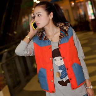 2012 autumn and winter hooded reversible wadded jacket vest female fashion vest coat