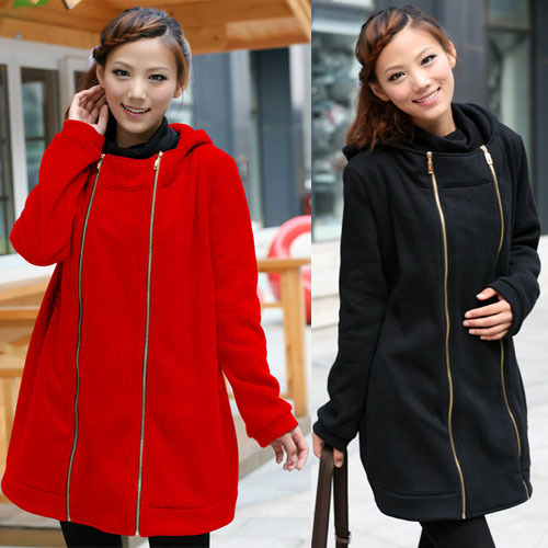 2012 autumn and winter hot-selling maternity clothing adjustable size sweatshirt outerwear maternity top double zipper 5555