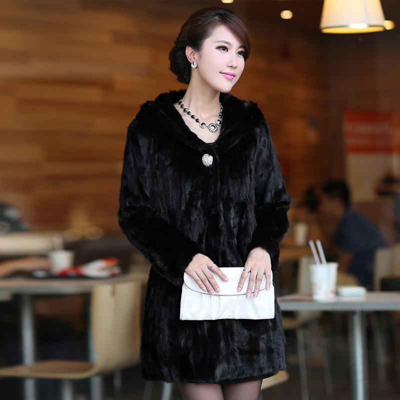 2012 autumn and winter ladies / woman / female strip mink fur overcoat . make by pieces of a Mink