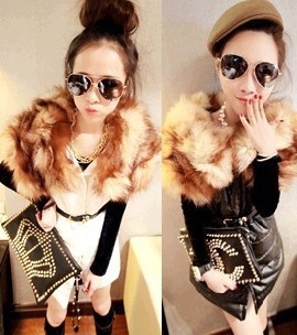 2012 autumn and winter large fox fur space cotton leather vest with belt 2722