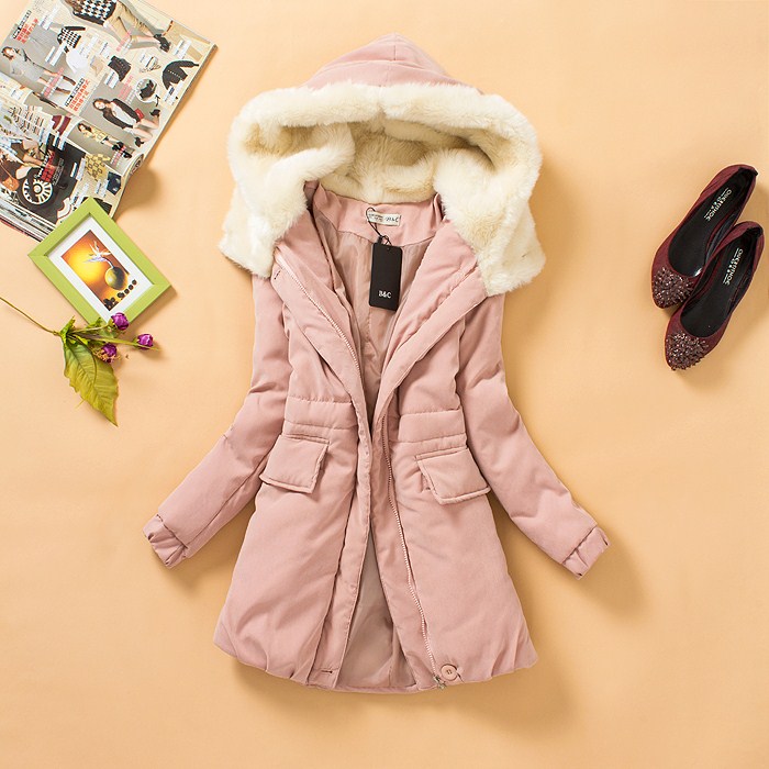 2012 autumn and winter large fur collar wadded jacket women's candy color plus velvet drawstring berber fleece cotton-padded