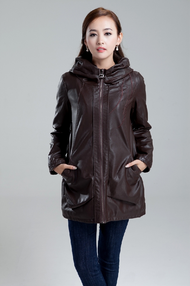 2012 autumn and winter leather clothing female medium-long genuine leather trench sheepskin outerwear plus size clothing