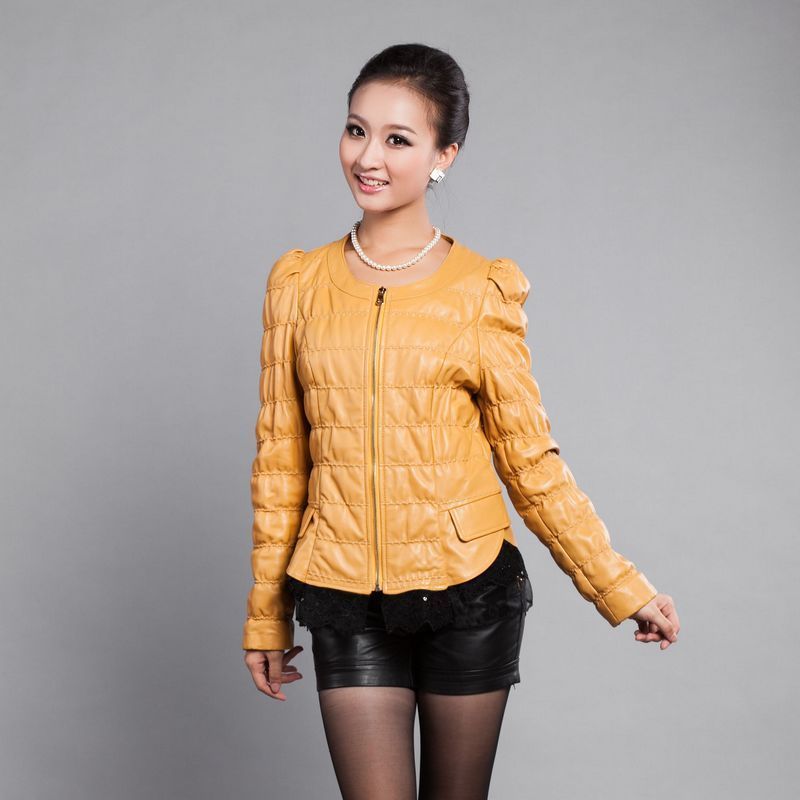 2012 autumn and winter leather clothing genuine leather clothing leather clothing female padded short design slim