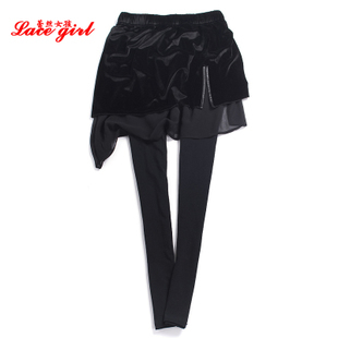 2012 autumn and winter lis gold velvet genuine leather bag thickening basic skirt trousers female