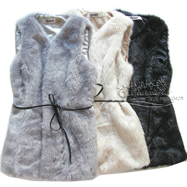 2012 autumn and winter long section of Leather grass vest with high collar waistcoat fur vest women waistcoat