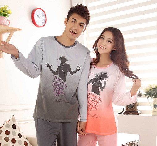 2012 autumn and winter long-sleeve lovers male women's 100% cotton knitted sleepwear lovers design women's lounge set