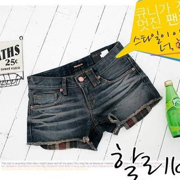 2012 autumn and winter loose roll-up women's hem denim shorts female summer women shorts