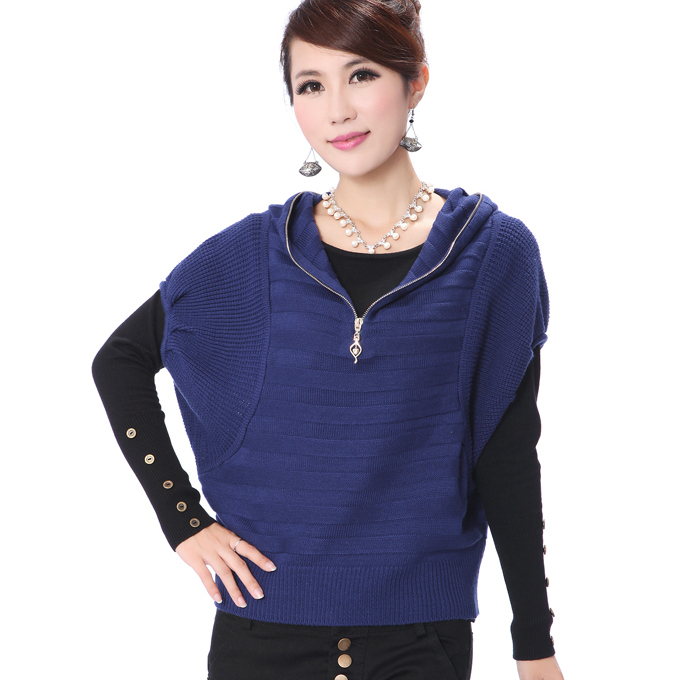 2012 autumn and winter loose sweater short-sleeve sweater hooded sweater female