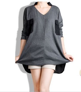 2012 autumn and winter loose V-neck maternity clothing fashion maternity t-shirt loose long design top maternity autumn