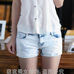 2012 autumn and winter loose women's denim shorts female summer women shorts