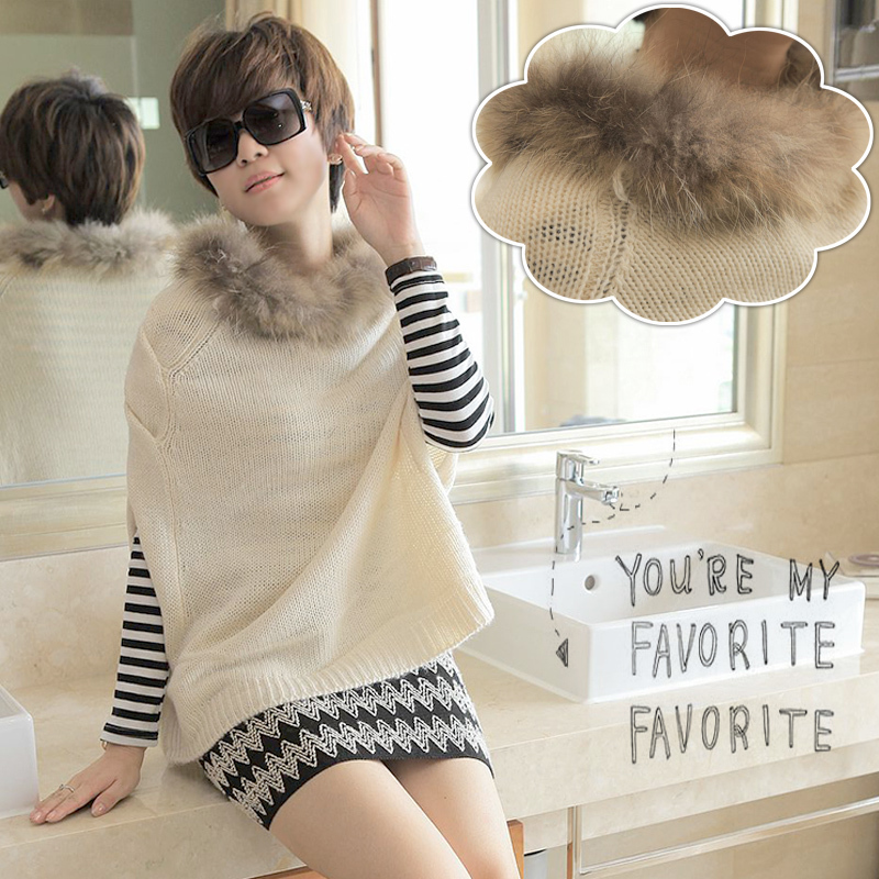 2012 autumn and winter luxury raccoon fur twisted cape poncho female fashion sweater