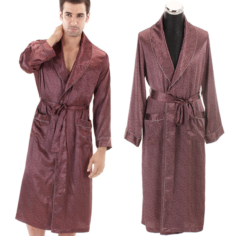 2012 autumn and winter male silk long-sleeve sleepwear elegant robe plus size lounge