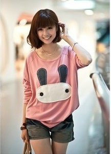 2012 autumn and winter maternity clothing cartoon rabbit batwing sleeve maternity sweatshirt t-shirt top long-sleeve plus size