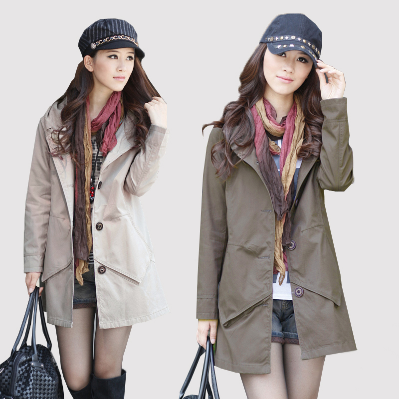 2012 autumn and winter maternity clothing long-sleeve hooded trench spring and autumn medium-long maternity trench outerwear