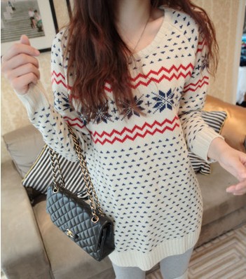 2012 autumn and winter medium-long casual all-match sweater female knitted pullover basic shirt