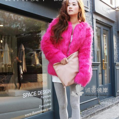 2012 autumn and winter multicolour faux outerwear female long-sleeve faux fur medium-long red faux overcoat