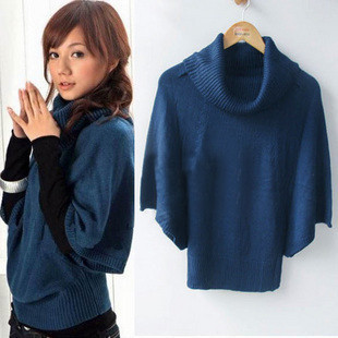 2012 autumn and winter new 2012 large lapel fashion batwing sleeve sweater batwing shirt Free shipping