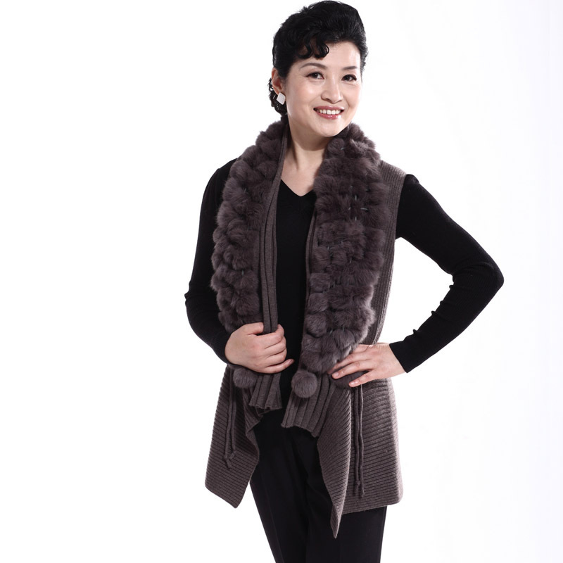 2012 autumn and winter new arrival autumn sweater women's fur collar vest quality quinquagenarian kaross sweater