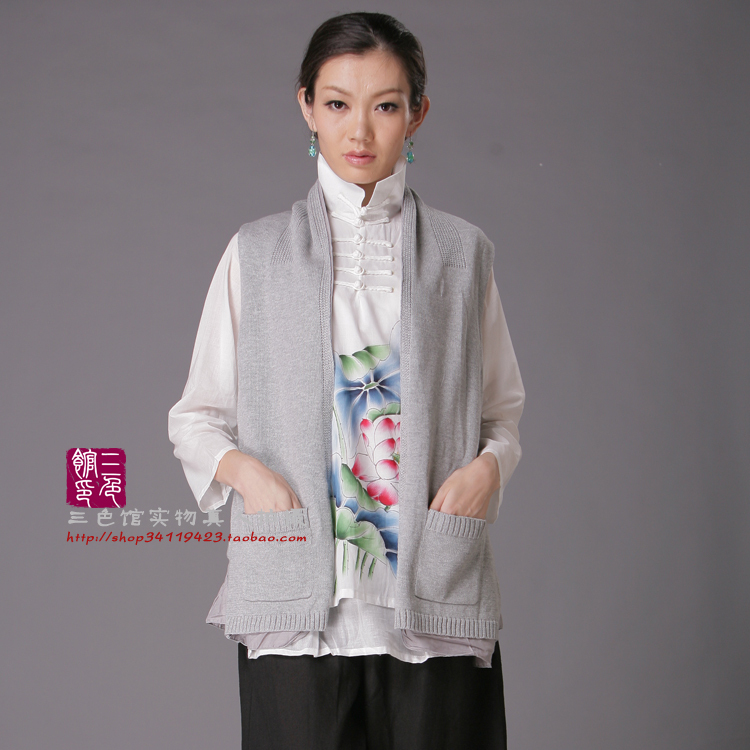 2012 autumn and winter new arrival chinese style fashion double faced two ways grey sweater cardigan vest a0020