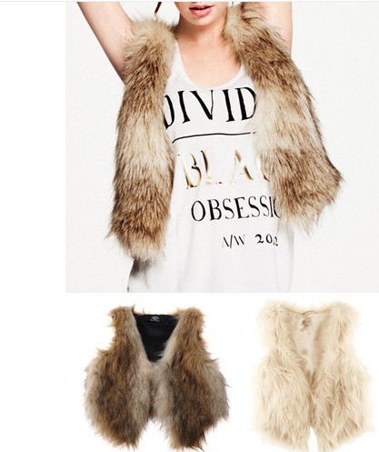 2012 autumn and winter new arrival faux short design vest small vest women's