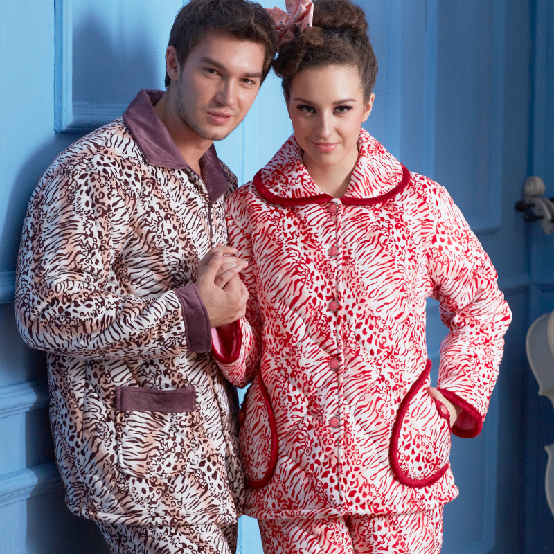 2012 autumn and winter new arrival male women's lovers design coral fleece sleepwear lounge set plus size plus size