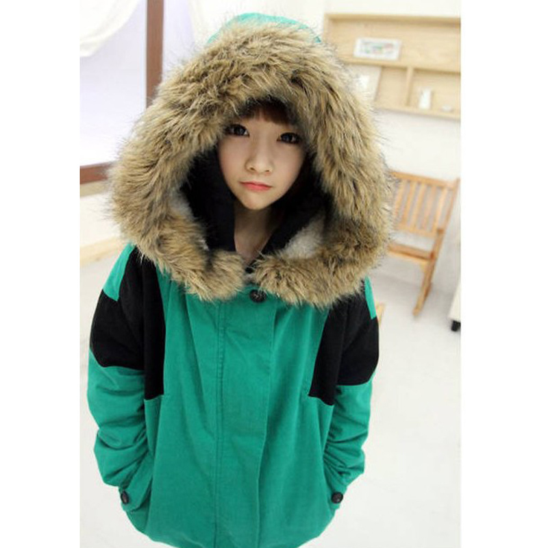 2012 autumn and winter new arrival preppy style color block decoration berber fleece wadded jacket cotton-padded jacket