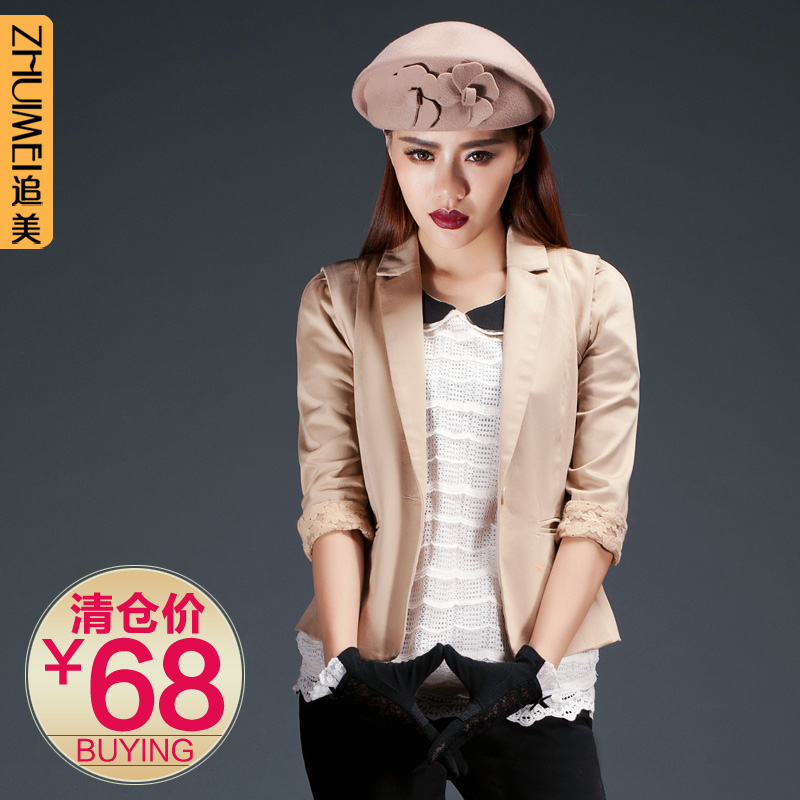 2012 autumn and winter new arrival slim lace three quarter sleeve blazer female outerwear short design 1123042340