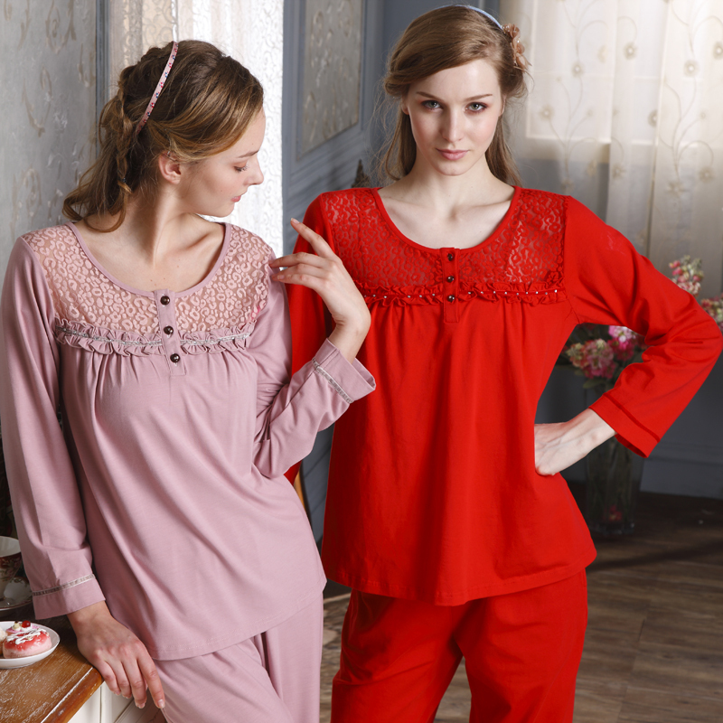 2012 autumn and winter new arrival women's long-sleeve solid color sistance festive sleep set 42