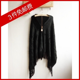 2012 autumn and winter new arrival women's plus size faux autumn plush tassel cloak cape sweater