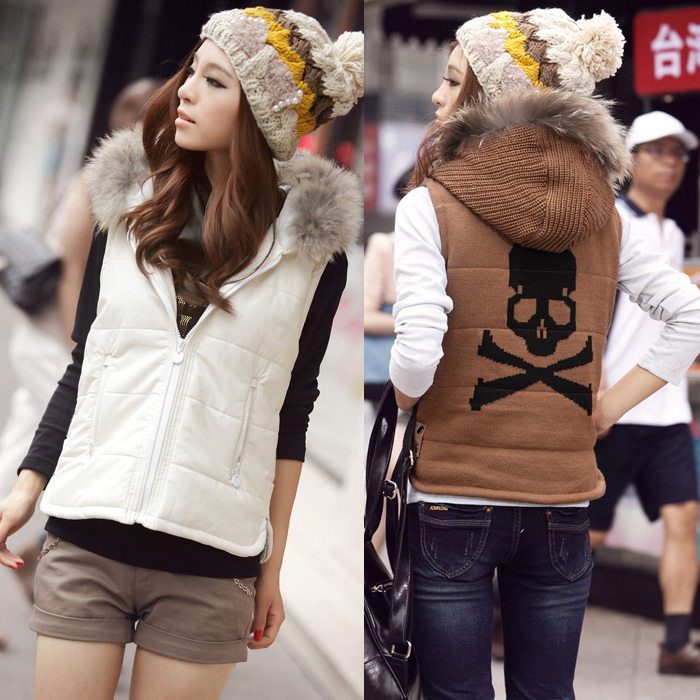 2012 autumn and winter new arrival women's vest cotton vest PU knitted leather vest SEMIR outerwear