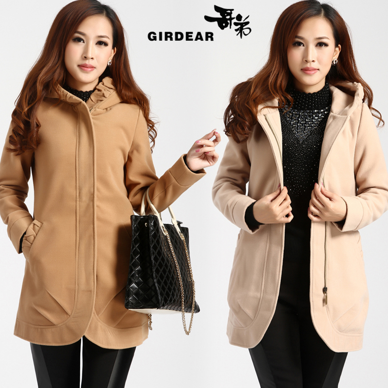 2012 autumn and winter new arrival woolen outerwear trench long design women's overcoat