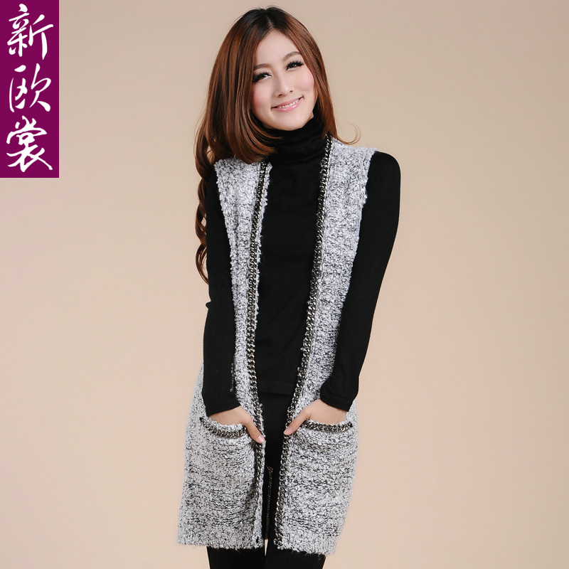 2012 autumn and winter ol bohemia medium-long yarn cardigan sleeveless sweater cardigan women's