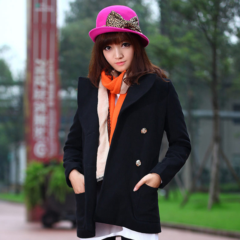 2012 autumn and winter overcoat spring woolen outerwear female medium-long double breasted woolen trench dress clothing