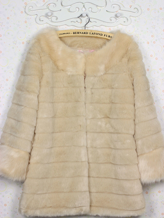 2012 autumn and winter patchwork fur collar faux medium-long fur coat