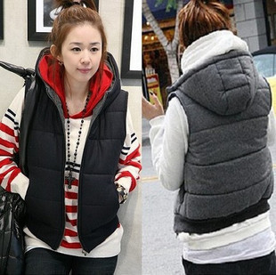 2012 autumn and winter plus size clothing all-match with a hood thickening cotton vest short design vest outerwear