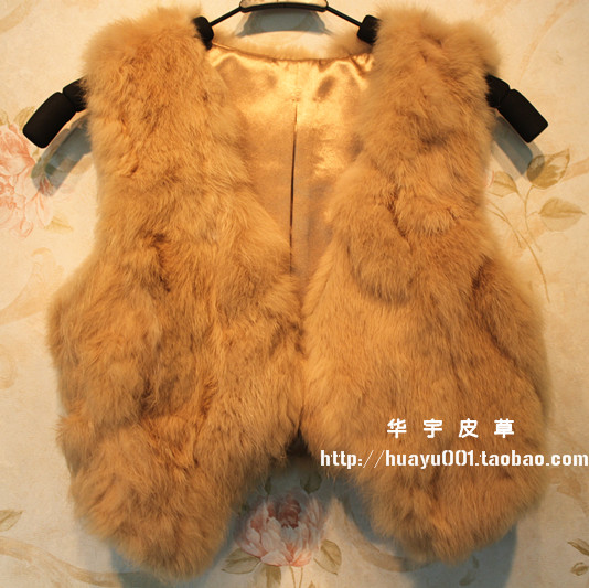 2012 autumn and winter rabbit fur chiffon lace decoration rabbit fur vest vest fur short design outerwear