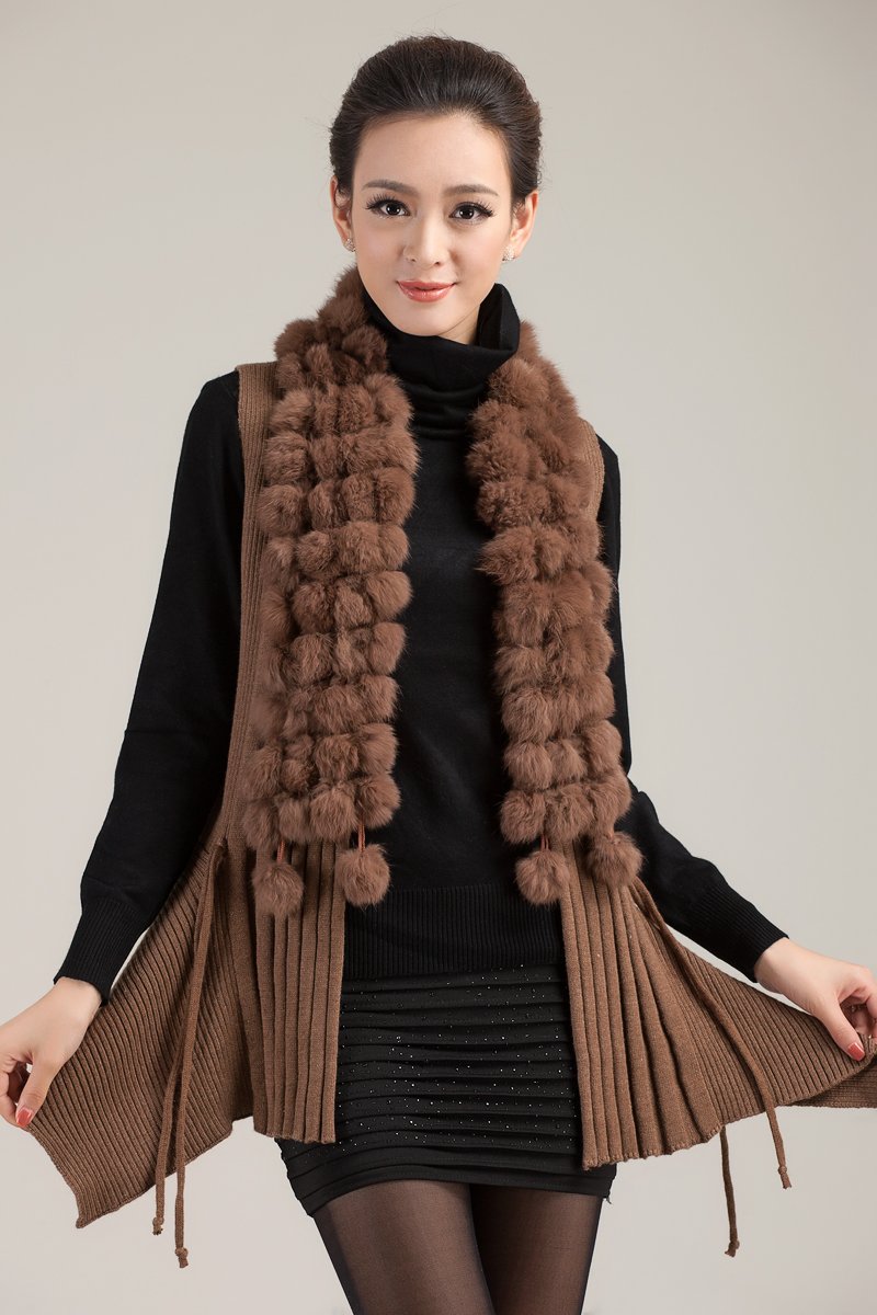 2012 autumn and winter rex rabbit fur vest female fur wool vest, Black, coffee, Gray, Size M, L, XL, Manufacturer