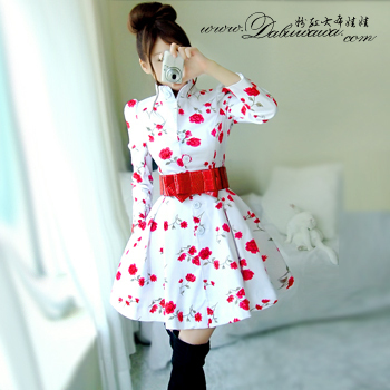 2012 autumn and winter rose small stand collar slim long-sleeve 100% cotton trench female