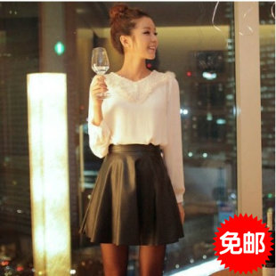 2012 autumn and winter short skirt winter dress bust skirt slim hip skirt PU women's leather skirt dress