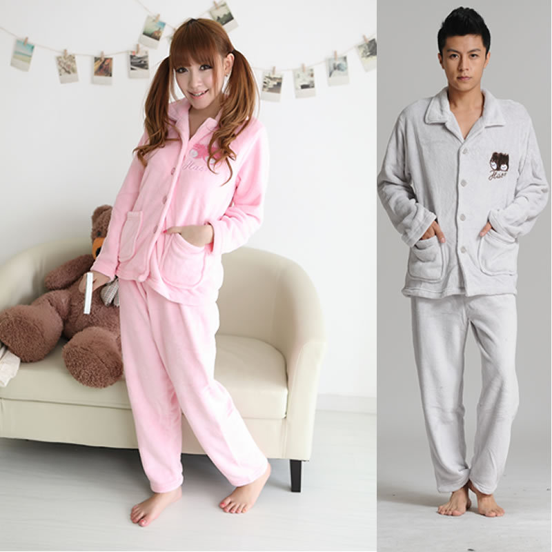 2012 autumn and winter sleepwear coral fleece set lounge spring and autumn lovers coral fleece sleepwear thickening